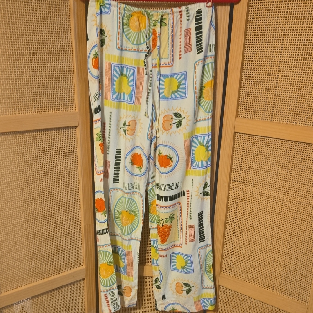 Sincerely Jules Womens Small Fruit Printed Pants Novelty